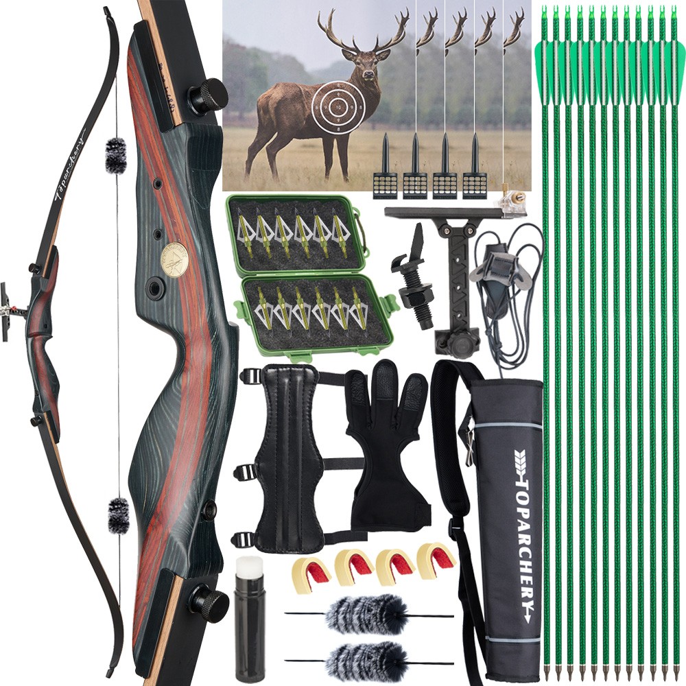 Arco recurvo de derribo 62" 20-50 lb flechas de caza de tiro con arco objetivo de tiro de madera