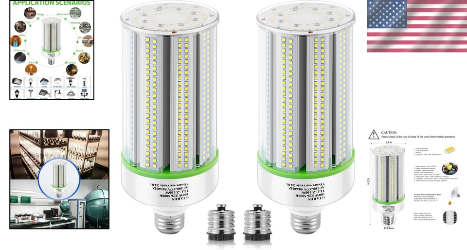 14000lm LED Corn Bulbs 2-Pack, 5000K, Commercial Lighting - Image 2 of 4