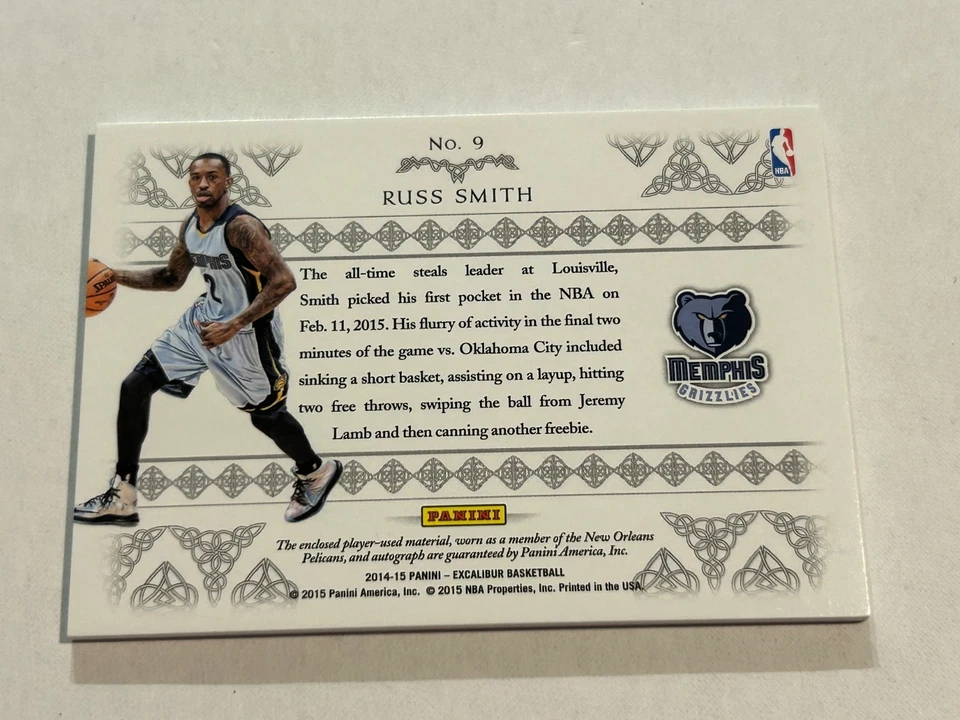 2014-15 Panini Excalibur Russ Smith 306/349 Rookie Patch Auto E1 - Image 2 of 2