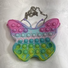 Pop-it Push Bubble Bag Handbag Purse Fidget Sensory Toy Rainbow Butterfly