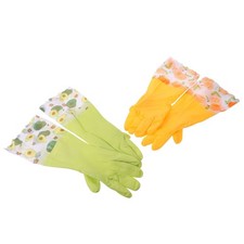 2 Pairs Dishwashing Cleaning Gloves - 15.8x5.9in Latex Kitchen Dish Gloves with