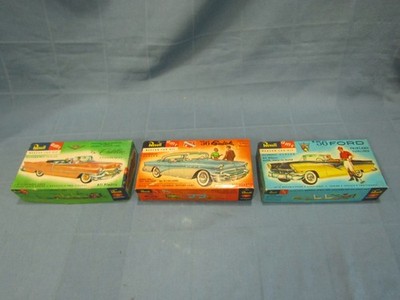 Vtg REVELL/AMT 3 1956 Model Car Ford Buick Cadillac BUILT/ JUNK YARD PARTS Lot V