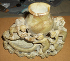 ANTIQUE VINTAGE CHINESE HAND CARVED SOAPSTONE BRUSH POT, INKWELL, INCENSE BURNER — photo 5