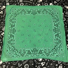Green Paisley 100% Cotton Made in USA RN14193 Bandana Wamcraft, 19" x 19"