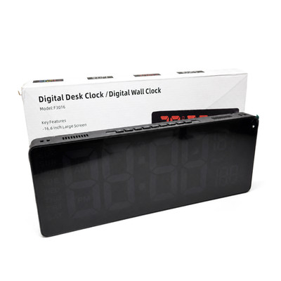 Digitaluhr 16,6'' große LED Schreibtisch Wanduhr mit Fernbedienung | schwarz & rot