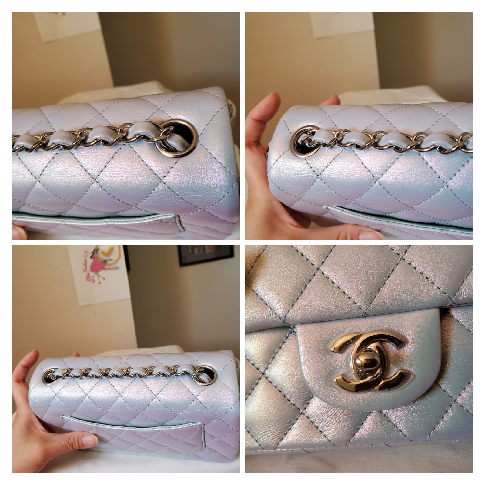 Chanel Classic mini Rectangular  Irridescebt blue… - image 16