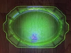 Uranium Glass Serving Dish Anchor Hocking Princess Pattern 12 Inch
