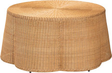Coastal Boho Handwoven Rattan Coffee Table for Living Room  Patio