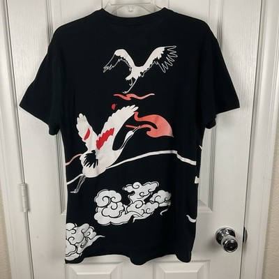 Original Gravity Men s Black Crane Streetwear Crew Neck Tee/T-Shirt Size L