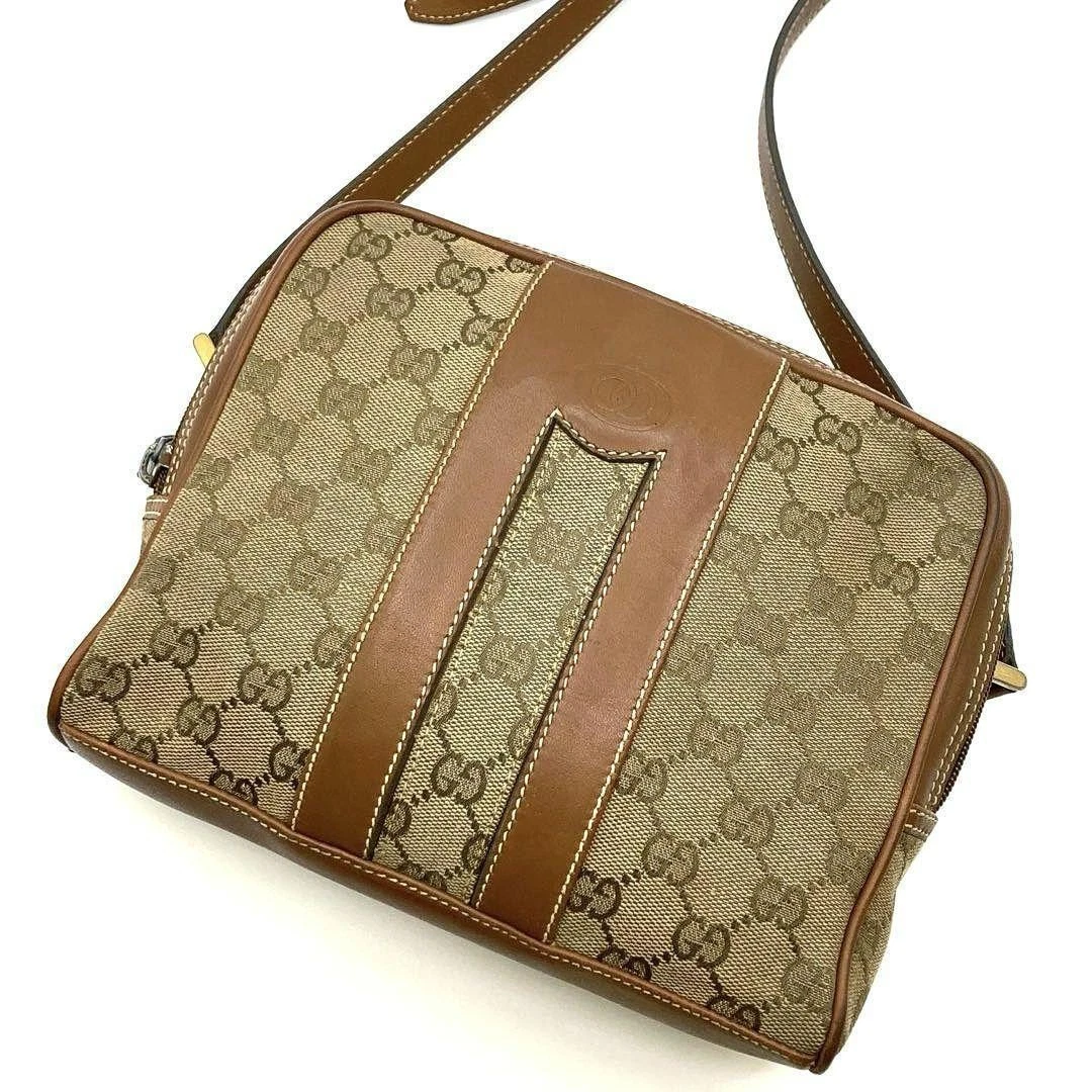 Sac bandoulière GUCCI cuir toile GG imbriqué en relief #PG6NEUF
