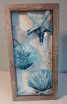 Art Mate Coastal Starfish Clam Shell  sand dollar 3d shadowbox  Art mate box
