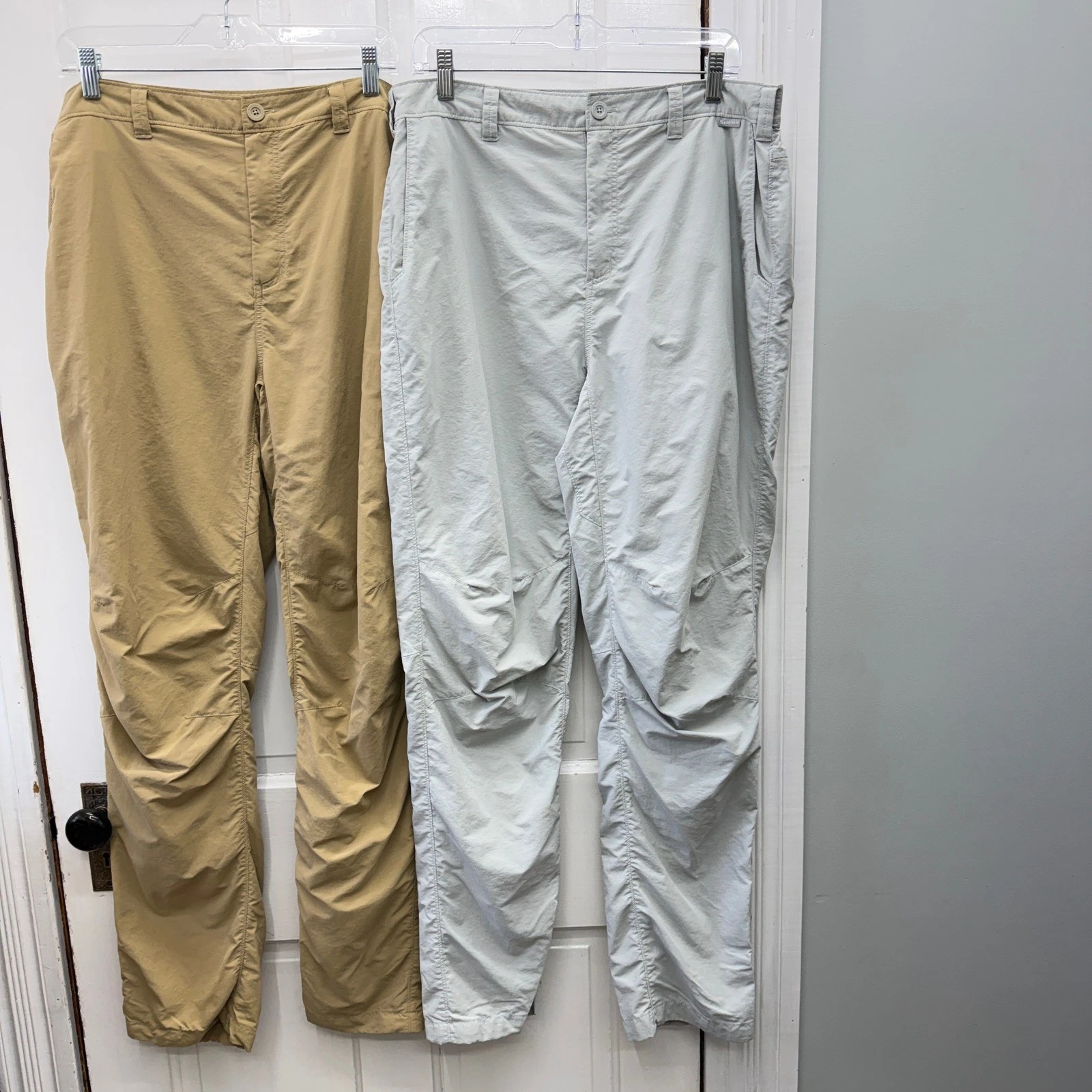 Simms Mens 36L 38L Fishing Hiking Pants Bundle Grey Tan Quick Dry Nylon 2 Pack