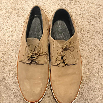 BOSS Hugo Boss Men's Beige Suede Lace-Up Oxford Wingtip Rubber Sole 11.5M .