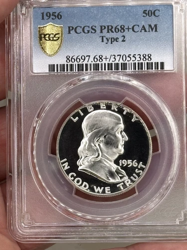 1956 50C PCGS PR68+ CAM Type 2 Franklin "BLACK AND WHITE FIELDS" "LOOKS DEEP CAM