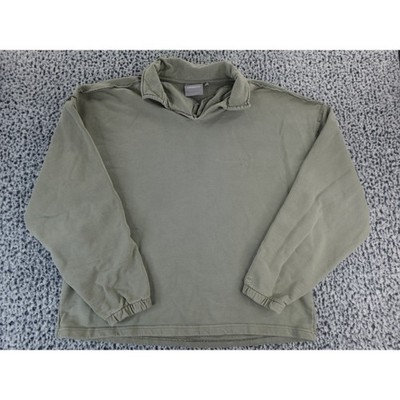 CERNUCCI Women's Olive Green Quarter Zip Sweatshirt Pullover Casual Top Sz M