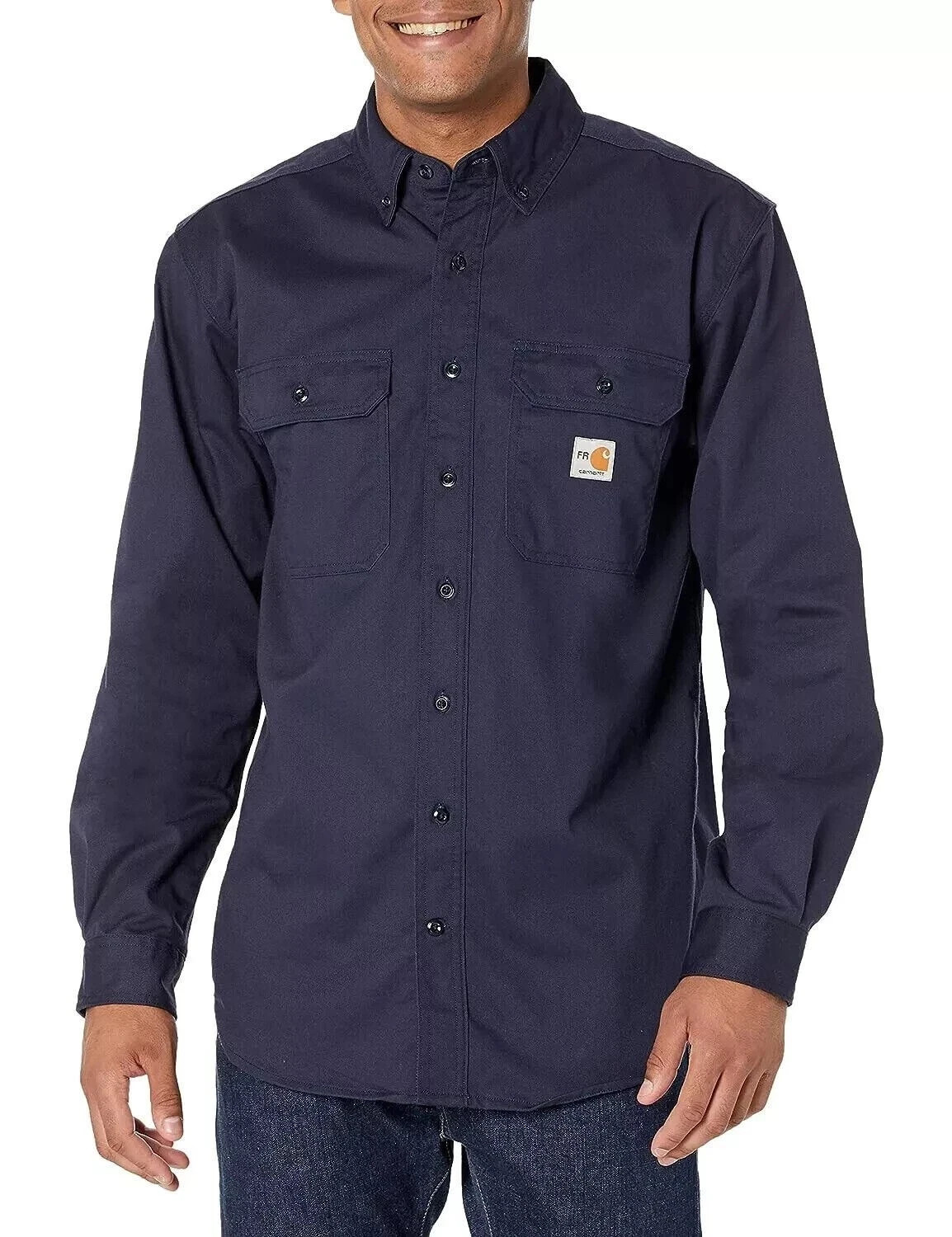 4 NEW CARHARTT Large Flame Resistant 294-20 Navy Blue Work Shirt