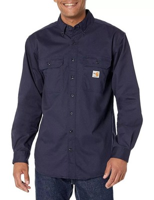 NEW CARHARTT Medium Flame Resistant 294-20 Navy Blue Work Shirt