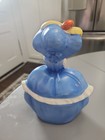 Vintage German Porcelain Half Doll in Blue Trinket Box / Dresser Powder Jar — photo 3