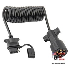 7 Way Blade to 4 Way Flat Trailer Adapter Coiled Wiring Harness 7.5ft Male 7