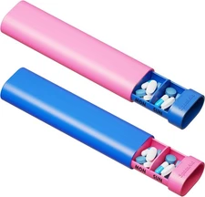 SpaceAid 2 Pack Pill Organizer Box 7 Day, Small, 2 Pack, Black and Pink 