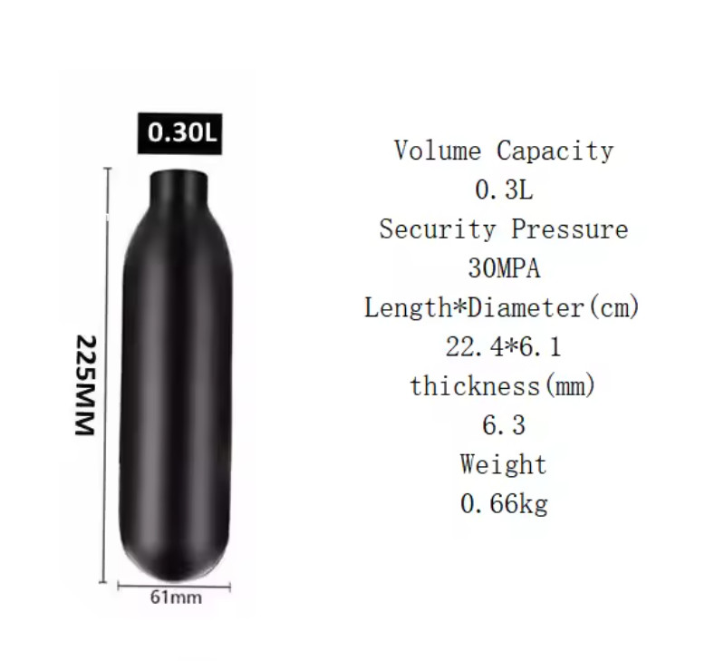 HPA 4500PSI 300BAR Scuba Round Bottle Air Tank CO2 Cylinder 