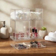 Clear Stackable Storage Drawers Set of 5, Plastic Organizer Bins