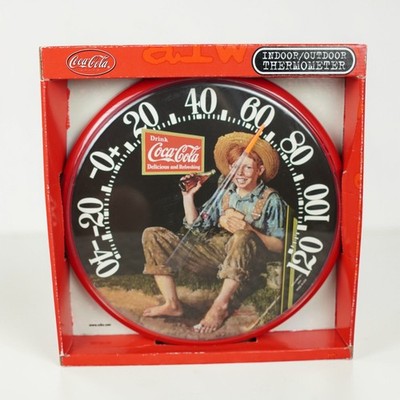 Coca-Cola Indoor Outdoor 12'' Thermometer Norman Rockwell Barefoot Boy 2001 NEW