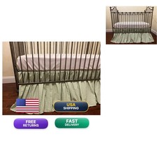 Brandream Gingham Crib Skirt 4-Sided Green Gingham 100 Cotton