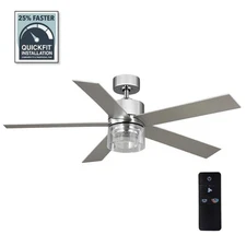 Crysalis 52 in. Indoor Chrome Ceiling Fan with Bubble Glass with Adjustable Whit