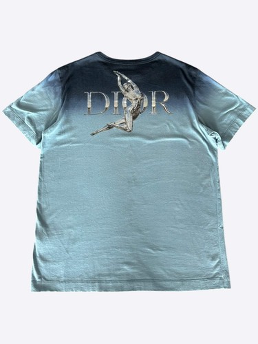 Dior Sorayama Blue Gradient Robot Logo T-Shirt