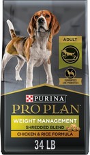 Purina Pro Plan Adult 7 Plus Control de Peso Mezcla Triturada Pollo, Arroz 34LB