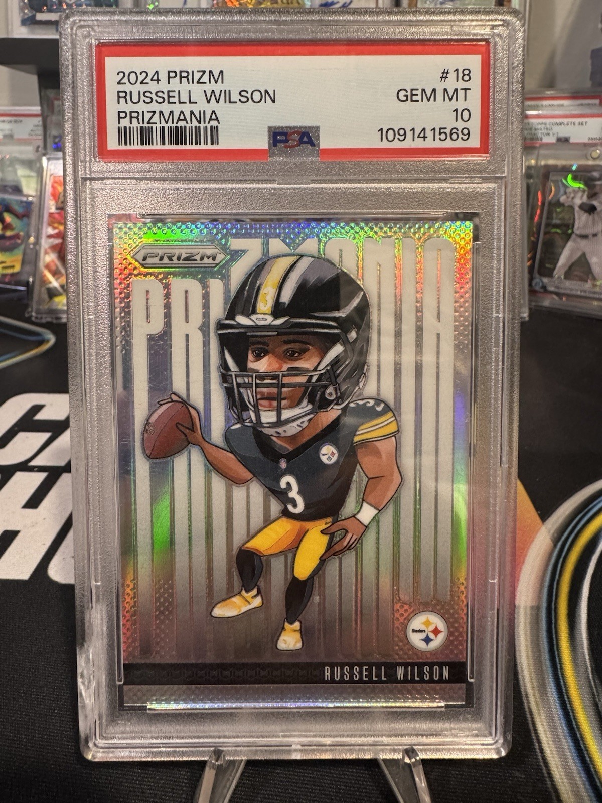 2024 Panini Prizm Russell Wilson Prizmania #18 Steelers PSA 10 *See Notes*