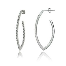 39mm Inside Out Marquise Cubic Zirconia Sterling Silver Half Hoop Earrings
