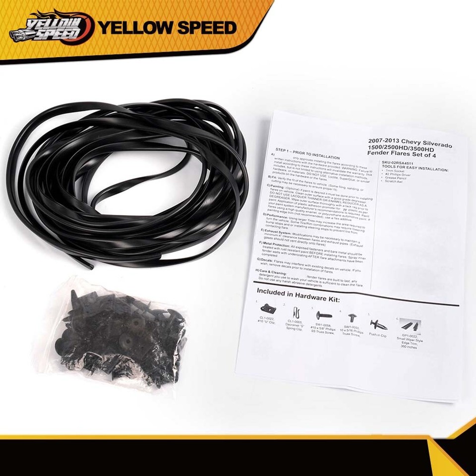 Factory Style Fender Flares Fit For Chevy Silverado 1500 2500HD 3500HD