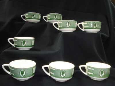 Royal China (USA) COLONIAL HOMESTEAD GREEN (8) CUPS Coffee/Tea