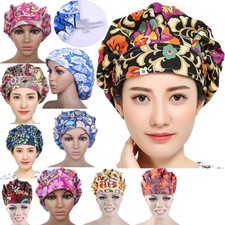 Flowers Printed Bouffant Hats Women Men Unisex Caps Adjustable One size Fit Most