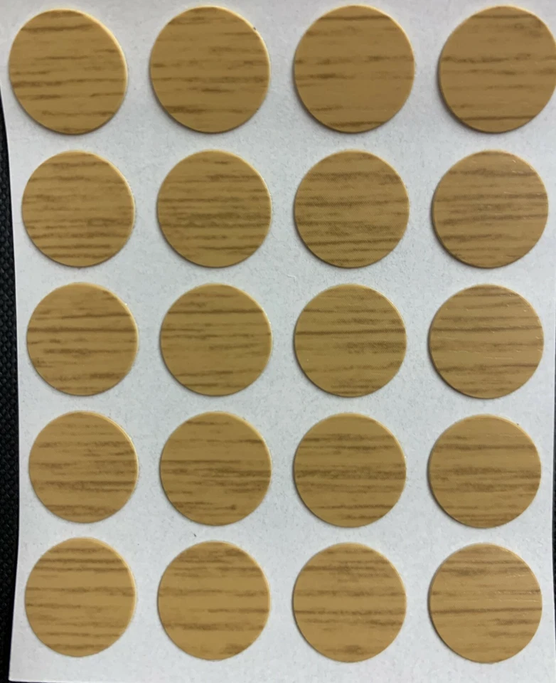 GAS N POW3R 13mm SELF ADHESIVE DECORATIVE SCREW HOLES NAIL CAMS COVER CAPS FURNITURE NEW OAK
