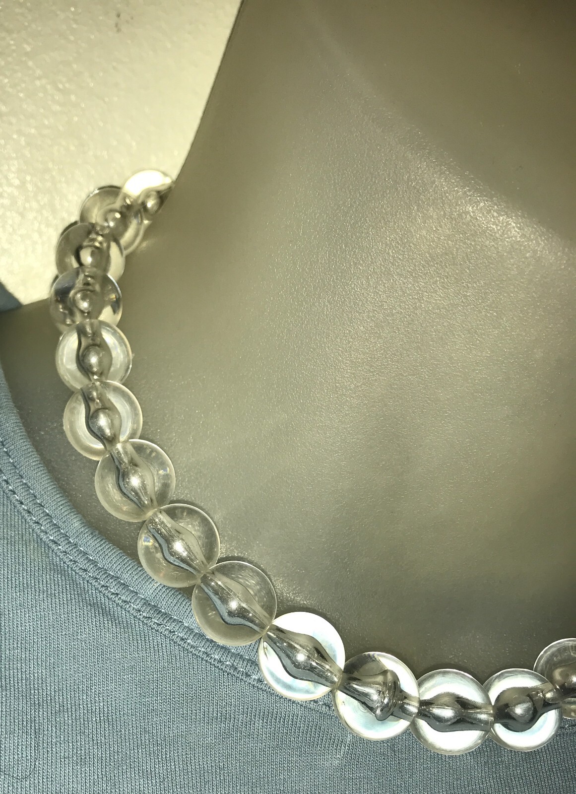 CLEAR TRANSLUCENT  CHUNKY BEADED  STATEMENT NECKL… - image 3