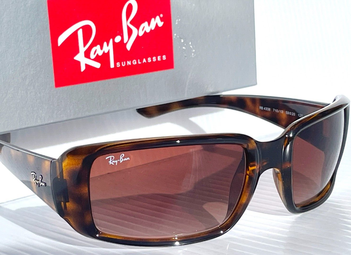 NEW Ray Ban ShinyTortoise frame w Brown Lens Wrap Sunglass RB4338