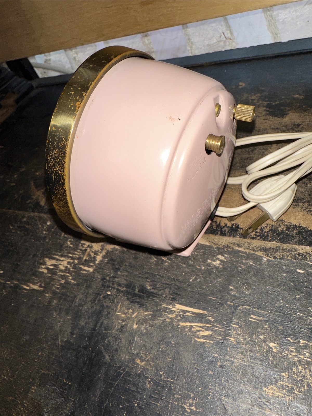 Vintage Westclox Electric Baby Ben Pink Gold Round Alarm Clock Works