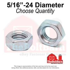 5/16"-24 Grade A Hex Jam Nuts Zinc Clear Fine Thread (Pick Quantity)