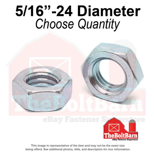 5/16"-24 Grade A Hex Jam Nuts Zinc Clear Fine Thread (Pick Quantity) - Picture 1 of 7