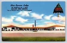 Postcard Gallup, New Mexico Blue Spruce Lodge AAA Steam Heat East Highway 66