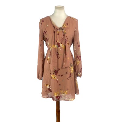 Maurices Floral Dress Size S Long Cold Shoulder Sleeve V Neck Tie Neckline  | eBay