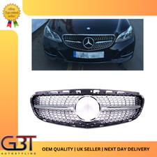 MERCEDES W212 E CLASS AMG DIAMOND STYLE GRILLE BLACK/SILVER 2012-16 UK STOCK