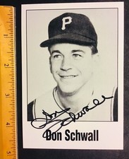 Pittsburgh Pirates Red Sox ROY DON SCHWALL signed auto autographed Postcard PC