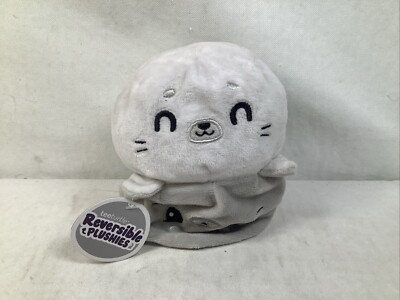 TeeTurtle - The Original Reversible Seal Plushie - Gray + White - Cute Sensory