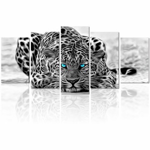 Black And White Animal Canvas Wall Art Abstract Leopard Prints