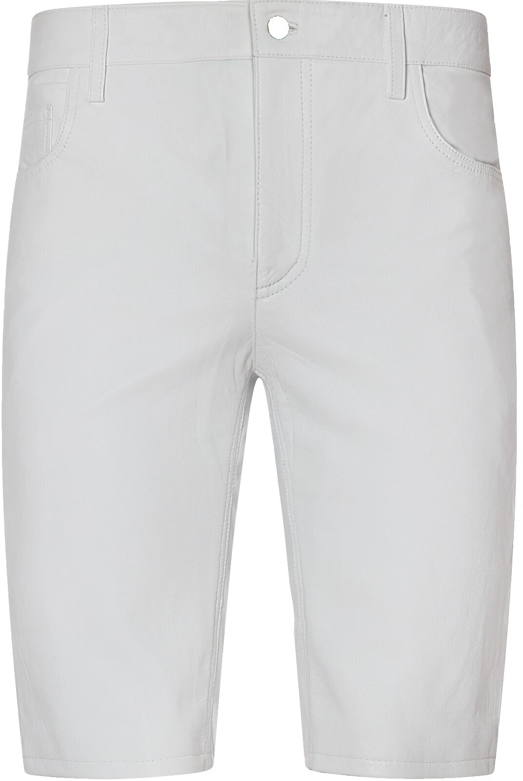 White Leather Shorts for Men
