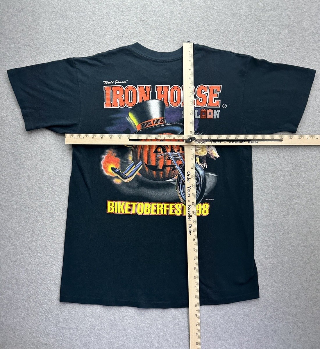 VTG 90s Biketoberfest Iron Horse Halloween Pumpkin Biker T Shirt 